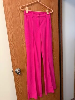 Wide-Leg High-Waist Pink Trousers